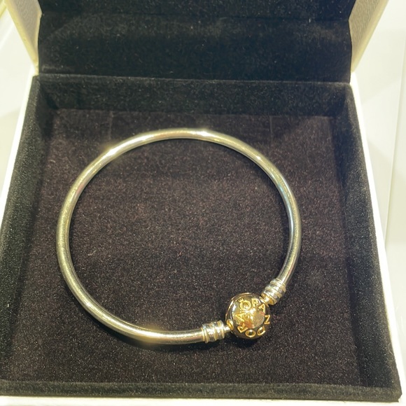 Pandora Sterling Silver & 14KT Yellow Gold Bangle Bracelet! - Picture 2 of 2